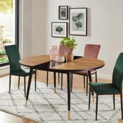 Table Extensible CAVALLO Effet Chêne Pieds Noirs 120 à 150cm