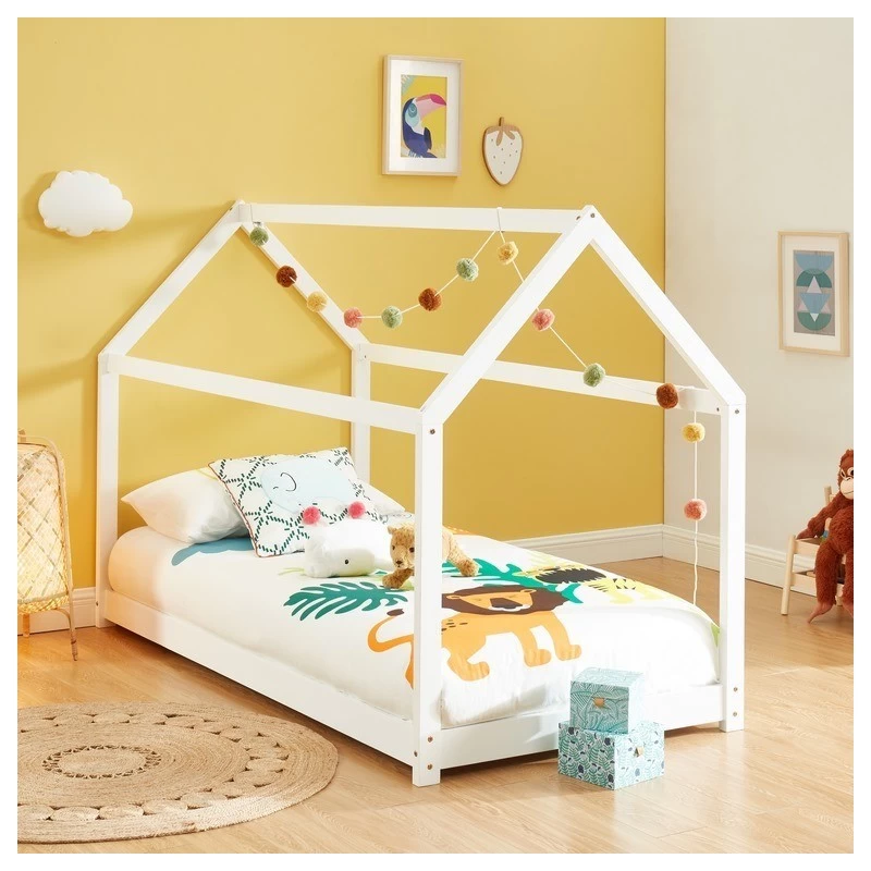 Lit Enfant Cabane TINY Pin Blanc 70x140 Sommier Inclus 2 Lit Enfant Cabane TINY Pin Blanc 70x140 Sommier Inclus – Image 2