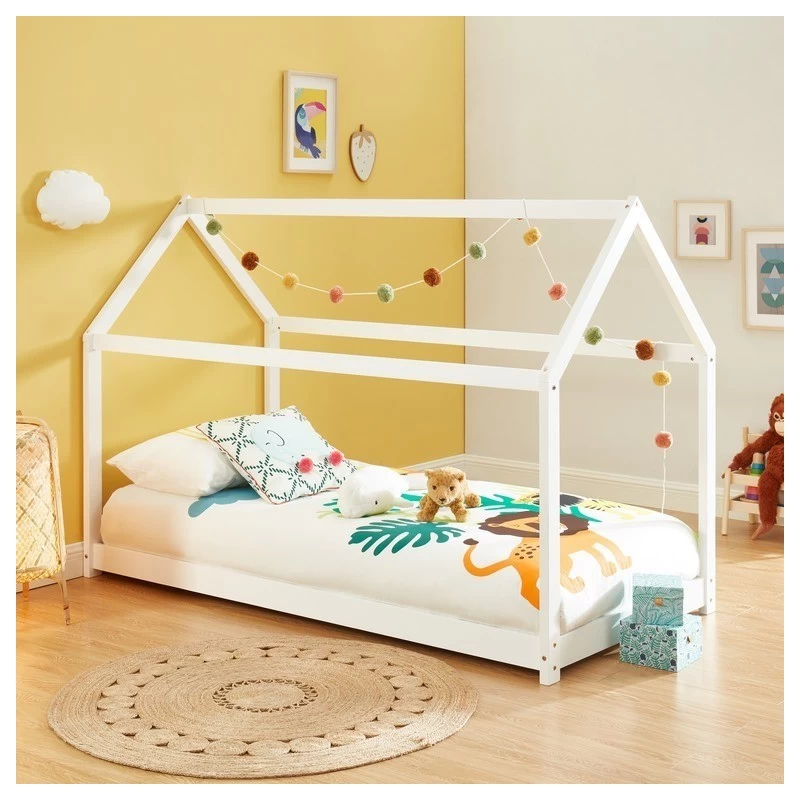Lit Enfant Cabane TINY Pin Blanc 70x140 Sommier Inclus 1 Lit Enfant Cabane TINY Pin Blanc 70x140 Sommier Inclus