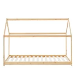 Lit Enfant Cabane TINY Pin Naturel 90x190 Sommier Inclus -Canapé Rêve Promos Magasin tiny90190na lit cabane bois 2