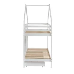 Lit Cabane Superposé TINY Pin Blanc 90x190 Sommier Inclus -Canapé Rêve Promos Magasin tinybunkdrabl lit superpose lit superpose cabane blanc echelle sur le cote et tiroir 6