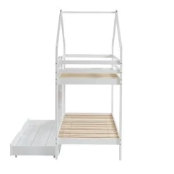 Lit Cabane Superposé TINY Pin Blanc 90x190 Sommier Inclus -Canapé Rêve Promos Magasin tinybunkdrabl lit superpose lit superpose cabane blanc echelle sur le cote et tiroir 7