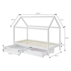 Lit Cabane Avec Tiroirs TINY Pin Blanc 90x190 Sommier Inclus -Canapé Rêve Promos Magasin tinydrabl lit cabane 90x190 bl 1