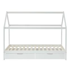 Lit Cabane Avec Tiroirs TINY Pin Blanc 90x190 Sommier Inclus -Canapé Rêve Promos Magasin tinydrabl lit cabane 90x190 bl 3