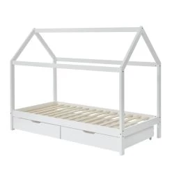 Lit Cabane Avec Tiroirs TINY Pin Blanc 90x190 Sommier Inclus -Canapé Rêve Promos Magasin tinydrabl lit cabane 90x190 bl 4