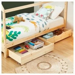 Lit Cabane Avec Tiroirs TINY Pin Naturel 90x190 Sommier Inclus -Canapé Rêve Promos Magasin tinydrana lit cabane 90x190 na 2